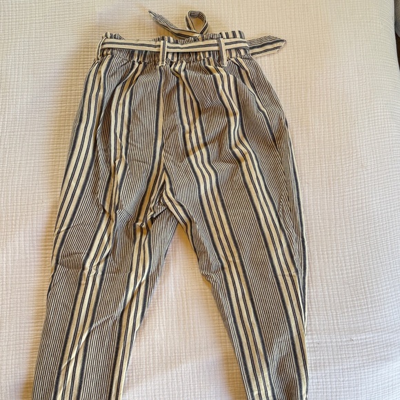 Forever 21 Striped Paperbag Waist Pants - Black and Cream - Picture 3 of 3